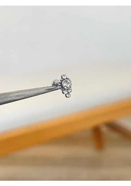 316 L Cerrahi Çelik Zirkon Taşlı Conch Kıkırdak Helix Dudak Tragus Piercingi