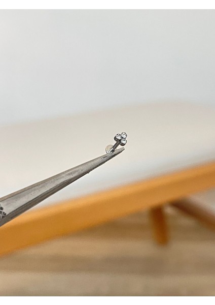 316 L Cerrahi Çelik 3 Taşlı Conch Kıkırdak Helix Dudak Tragus Piercingi
