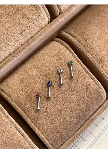 316 L Cerrahi Çelik Pençe Modeli Doğal Taşlı Kıkırdak Helix Tragus Piercingi modelleri
