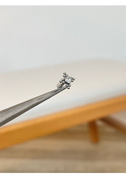 316 L Cerrahş Çelik Zirkon Tek Taşlı Helix Kıkırdak Tragus Dudak Piercingi