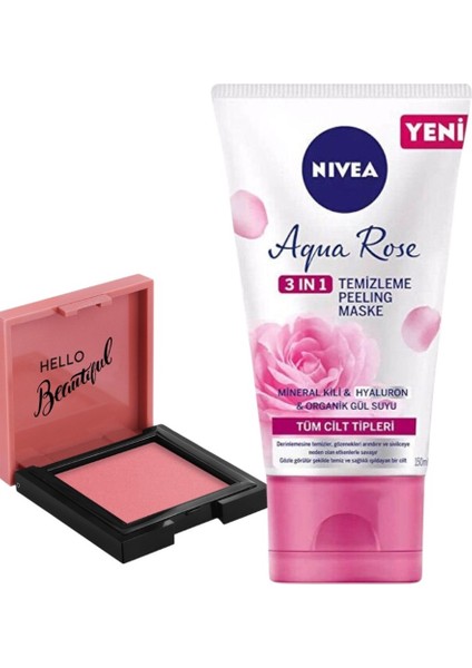 Cream Blush - Krem Allık 41 Dazzling + Nivea Aqua Rose Peeling Maske 3 In 1 Temizleyici 150 ml
