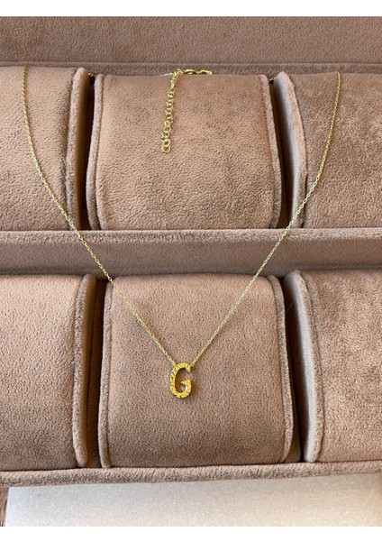 925 Ayar Gümüş Gold Renk G Harfi Kolye Harfli Kolye fiyatları