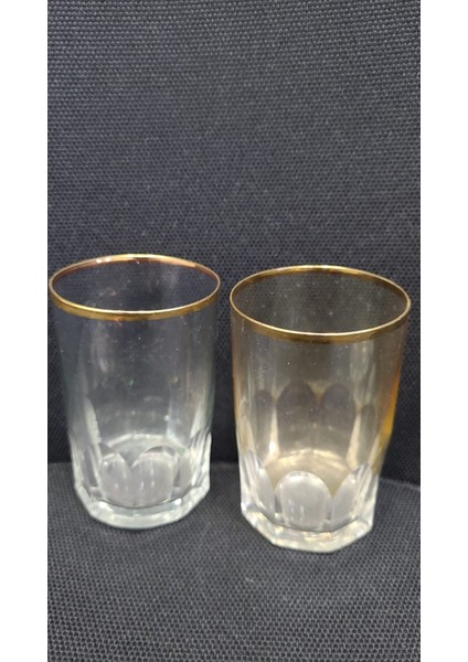 8cm Şeffaf Gold Cam Kahve Yanı Bardak 2'li Glorius Glass Iconic Altın Yaldızlı