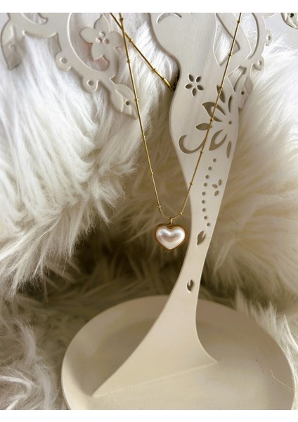 Badelis Çelik Kalp Detaylı Küçük Dorika Kolye Gold