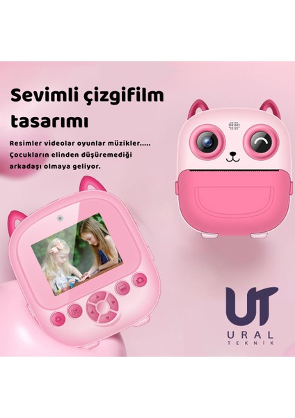 Çocuk Fotoğraf Makinesi Yazıcı, Selfie, Full Hd, Filtre, Oyunlar, Mp3 Çalar App Desteği fiyatları