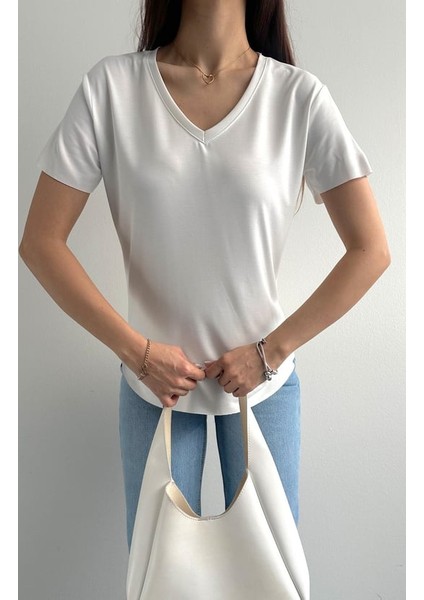 V Yaka Modal T-Shirt modelleri