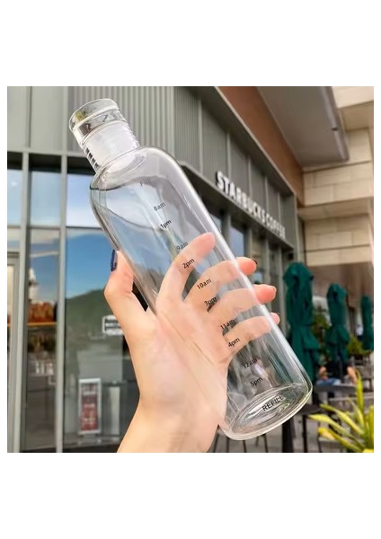 Zaman Takipli Şeffaf Su Şişesi - 500 ml Bpa Free Plastik, Hafif ve Sızdırmaz Tasarım