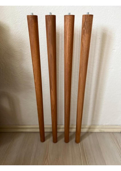 60 cm Açık Meşe Ahşap Masa Sehpa Ayağı Konik Ayak 4 Adet Set Aparat ve Vidalar Dahil