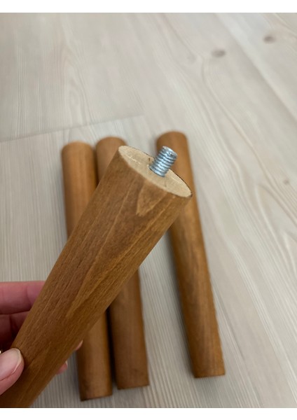 60 cm Açık Meşe Ahşap Masa Sehpa Ayağı Konik Ayak 4 Adet Set Aparat ve Vidalar Dahil