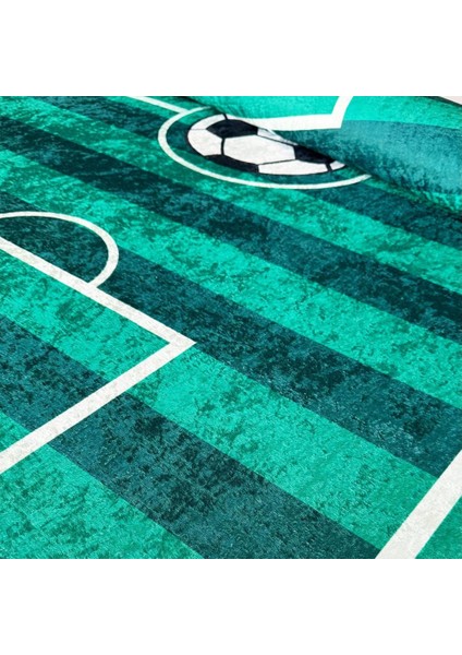 Futbol Sahası Temalı Çocuk Bebek Genç Odası Eğitici Oyun Kaymaz Taban Yıkanabilir Yeşil Beyaz Halı indirimleri