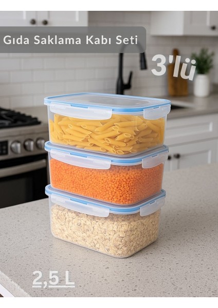 3'lü Vakumlu Saklama Kabı Seti Hava Almaz Bpa Free Kilitlenebilir gıda Erzak Kabı 1,9 L