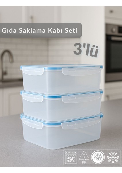 3'lü Vakumlu Saklama Kabı Seti Hava Almaz Bpa Free Kilitlenebilir gıda Erzak Kabı 1,9 L fiyatları
