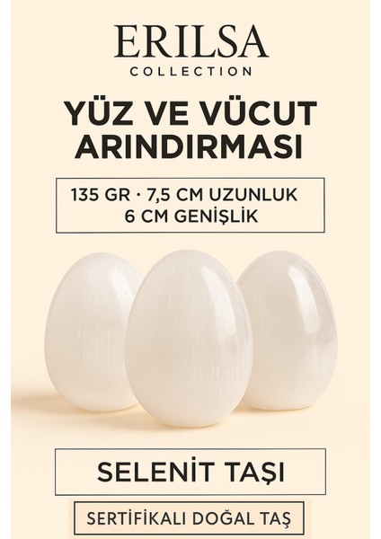 Sertifikalı Oval Iri Boy Selenit Taşı – Yüz ve Vücut Arındırma & Enerji Temizleme Taşı