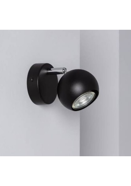 Mylights Siyah Spot Tekli Kure Gun Isısgı Ampullu Hareketli Duvar Aplik Gece Lambası Duvar Aplik Armatur Okuma Lambası