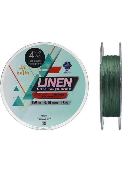 Dft Bojin 4x Linen 150MT Yeşil Ip Misina 0.16MM