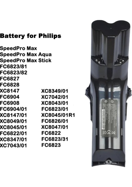Philips Speedpro Max Fc6823/81, Fc6823/82, Fc6827, Fc6828, Xc8147, Xc8349/01, Fc6904, Batarya , Pil