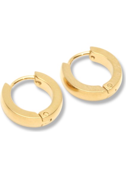 Gold Düz 3 mm Çelik Erkek Küpe