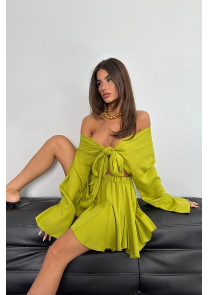 Kayık Yaka Uzun Kol Crop