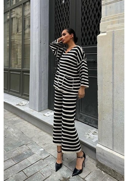 Candy Çizgili Straight Fit Pantolon Takım 9705-015