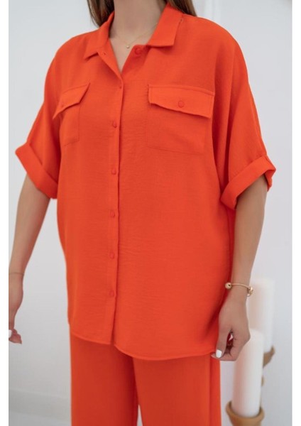Oranj Gömlek ve Pantolon Takım
