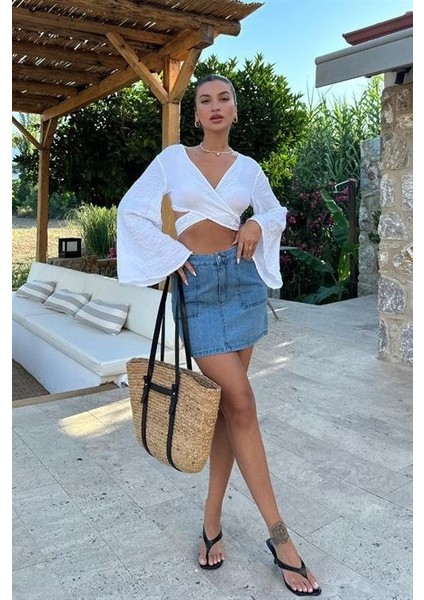Cecile Denim Mini Etek 4015-17 fiyatları