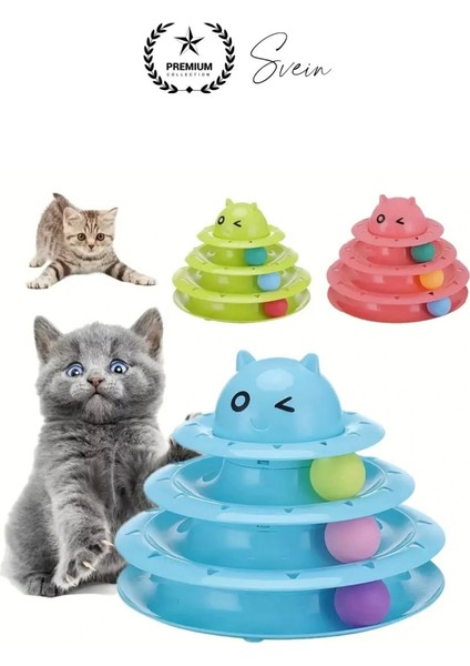 3 Katlı 3 Toplu Kedi Oyuncağı Yuvarlak Eğlence Dönen Hareketli Abs Plastik Çıngıraklı Zeka Gelişim fiyatları
