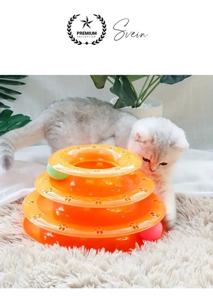 3 Katlı 3 Toplu Kedi Oyuncağı Yuvarlak Eğlence Dönen Hareketli Abs Plastik Çıngıraklı Zeka Gelişim indirimleri