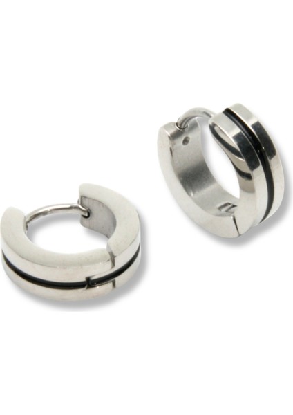 Çelik Siyah Çizgili Küpe