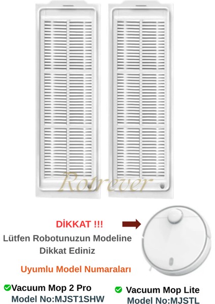 Xiaomi Vacuum Mop 2 Pro (MJST1SHW*MODEL No Dikkat)Vacuum Mop Lite Robot Süpürge Uyumlu Yenileme Seti