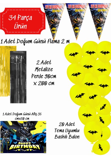 Batman Betmen Doğum Günü Süsleri Parti Seti