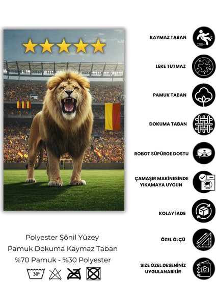 Sarı Kırmızı Taraftar Halısı Dijital Baskılı Dokuma Kaymaz Tabanlı Futbol Halısı Galatasaray Taraftar Hediyesi Halısı Ofis Halısı fırsatları