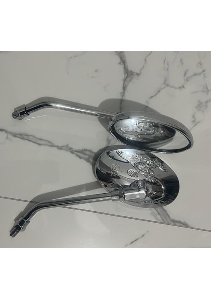 Motorsiklet Qy 124 Ayna Kartal Desen 10 mm Ayna Takımı Sağ Sol Takım 50234 fırsatları