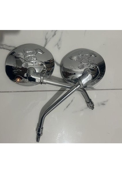 Motorsiklet Qy 124 Ayna Kartal Desen 10 mm Ayna Takımı Sağ Sol Takım 50234 indirimleri