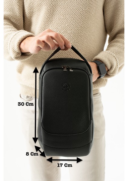 Unisex Vegan Deri Çapraz Göğüs ve Omuz Çantası Body Bag - Siyah
