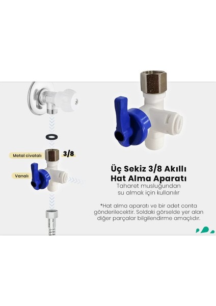 Arıtma Cıhazı Hat Alma Aparatı 3/8'', 6 mm Hortum Bağlantılı, Kombo Hat Alma