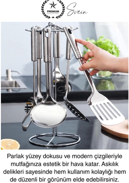 5'li Paslanmaz Çelik Mutfak Seti Servis Kepçe Kevgir Spatula Kaşık Takımı Metal Hijyen Çeyiz Pratik modelleri