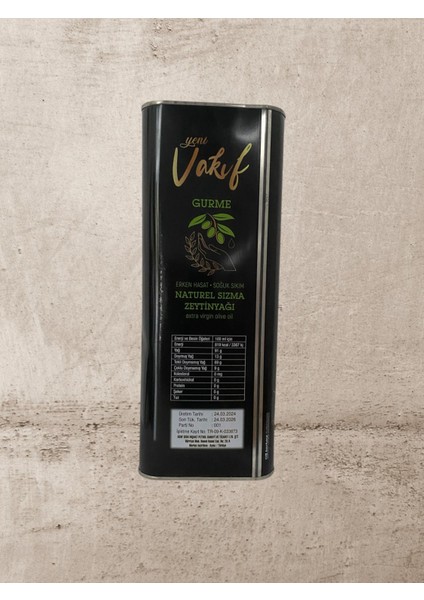 5lt. Gurme Natural Sızma Soğuk Sıkım 0.3 Asit Zeytinyağı