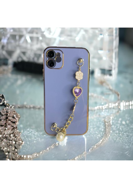 IPHONE 11 Zincirli Taşlı Silikon Telefon Kılıfı