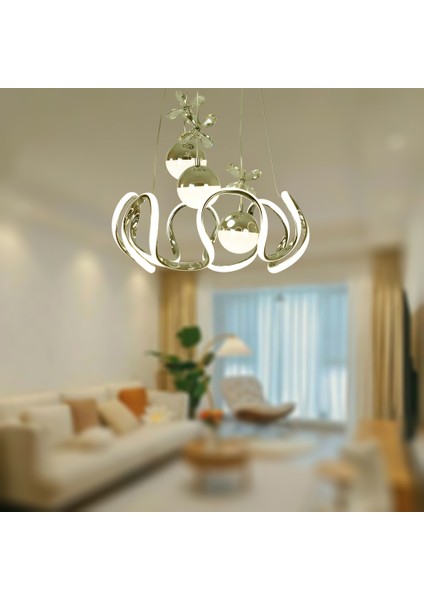 TT332-3TPL-SR Tt Aydınlatma 6 Kavisli Sarı Kaplama 3 Toplu 3 Renk Modüllü Ledli Avize modelleri