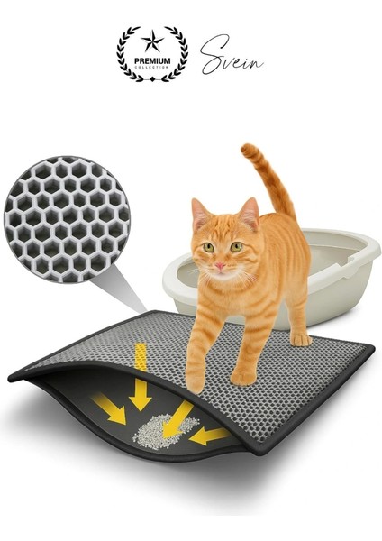Elekli Kedi Paspası Tuvalet Önü Kumu Evcil Hayvan Sert Plastik Toz Kir Tutucu Yıkanabilir 40X60 cm fiyatları