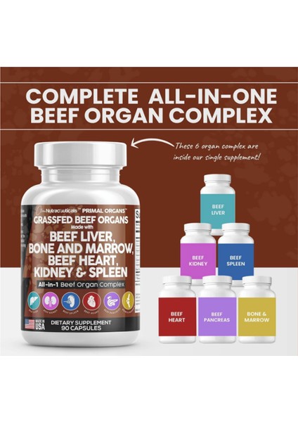 Grass Fed Beef Liver Complex 90 Capsules.abd Menşei modelleri