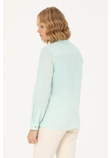 Kadın Uzun Kollu Basic Gömlek - Su Yeşili fiyatları