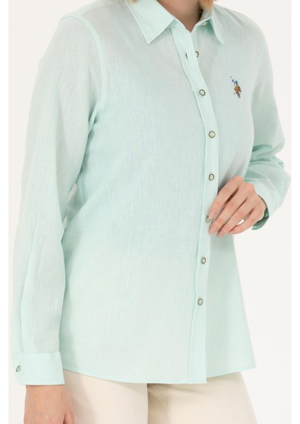 Kadın Uzun Kollu Basic Gömlek - Su Yeşili indirimleri