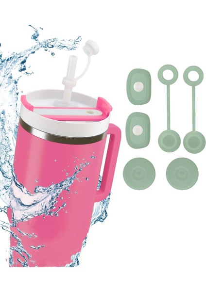 Quencher ve Yeni Nesil Pipetli Termos Uyumlu 3 Parça Sızdırmaz Koruyucu Aksesuar Silikon Set