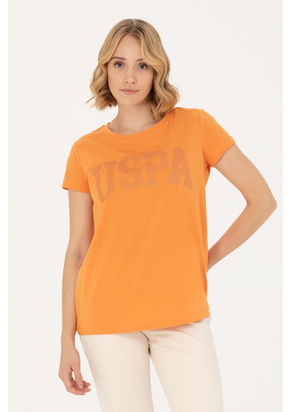 Kadın Yazı Logo T-Shirt - Turuncu