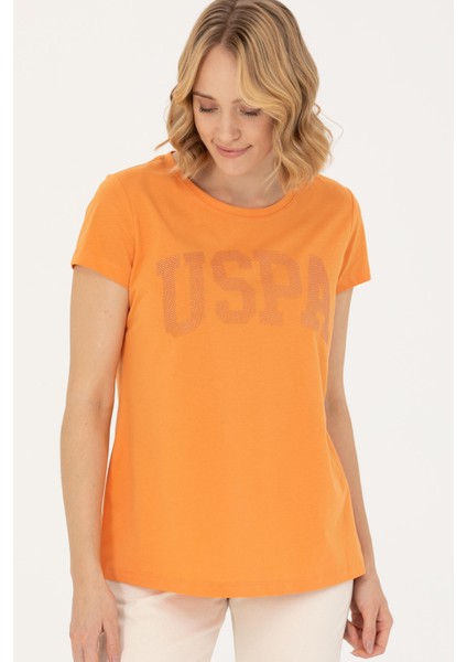 Kadın Yazı Logo T-Shirt - Turuncu modelleri
