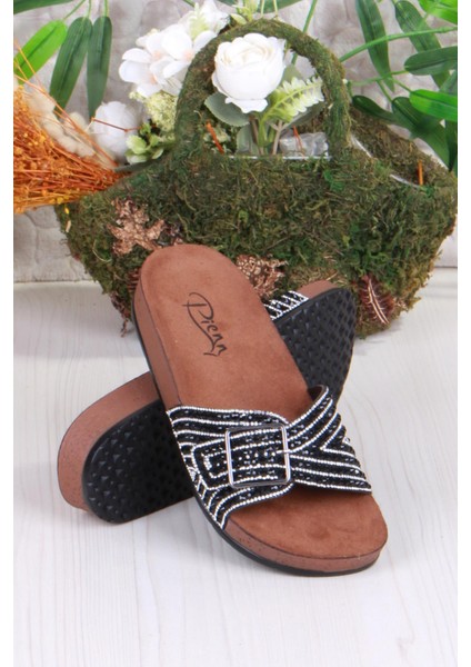 02003 Pienn Anatomik Esnek Rahat Taşlı Boncuklu Tek Tokalı Kadın Terlik fırsatları