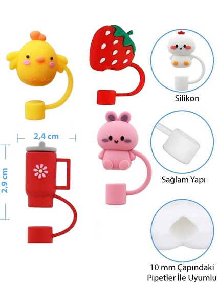 1 Adet 10 mm Stnly Quencher Silikon Pipet Tıpası Kapağı Toz Geçirmez Kapak Şekilli Pipet Başlığı