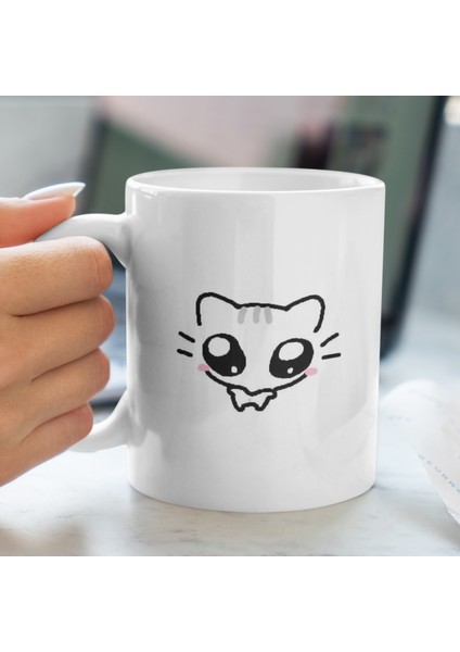 Kupa Bardak - Şirin Kedi Desenli Kupa Bardak - Hediyelik Kupa Bardak