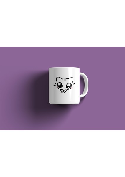 Kupa Bardak - Şirin Kedi Desenli Kupa Bardak - Hediyelik Kupa Bardak